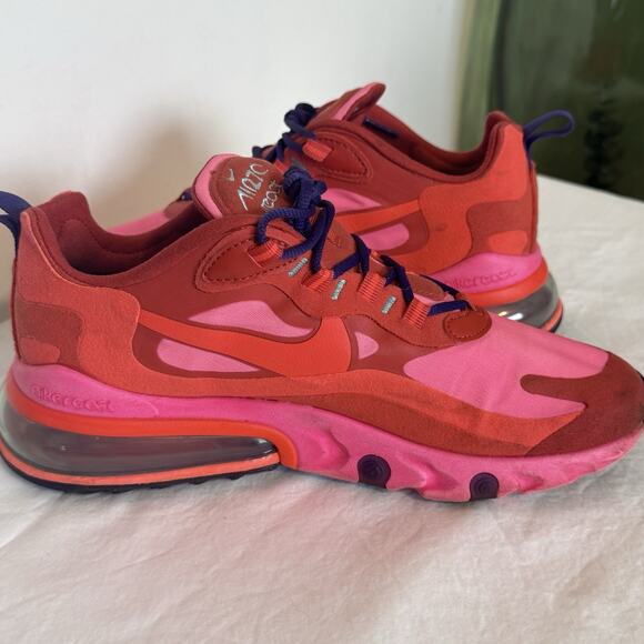 Nike Air Max 270 React Mystic Red Pink Women's Size 8.5 Athletic Sneakers - Picture 9 of 14